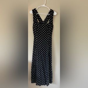 🖤 Fashion Bug Black with White Polka Dot Full-Length Cross-back Dress